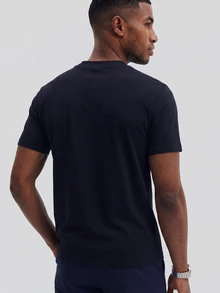 TekDrob Anti-Odor & 4-Way Stretch Modal T-Shirt With Crew-Neck And Overlapped Neckline - Black - View 3