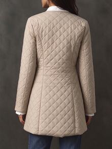 Holdful Holdful Women's Solid Color Long Sleeve Single-Breasted Casual Winter Jacket - Khaki - View 2