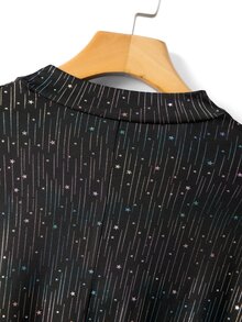 GlowEve CURVE Women's Autumn/Winter Shiny Cowl Neck Bodycon Long Sleeve Short Dress - Black - View 8