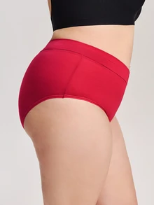 LUVLETTE مجموعة 3 قطع ملابس داخلية قطنية بخصر عالي للنساء - أحمر - متعدد الألوان - مشاهدة 14