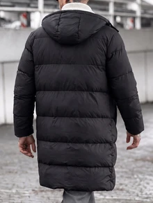 Manfinity CasualCool 男士保暖內裡休閒百搭冬季連帽夾克 - 黑色 - 查看 2