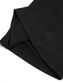 SHEIN Pakaian Anak Perempuan Remaja Musim Gugur/Dingin: Jaket Rajut Kasual Sehari-hari dengan Motif Huruf Warna Hitam Polos dan Celana Panjang Model Flare dengan Potongan Warna di Pinggang, Cocok untuk Kembali ke Sekolah. - Hitam - View 10