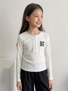Dazy Kids Tween Girl Digital Print Casual Daily Long Sleeve T-Shirt - White - View 6
