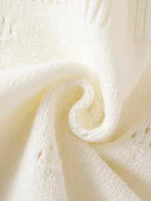 SHEIN 新生兒灰色紫色毛衣連身衣，柔軟卡通連身褲，時尚適用於春、秋、冬，日常穿著、派對、旅行與戶外 - 米色 - 查看 3