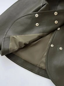 Elamini Y2K Double Breasted Moto Jacket - Black - View 7