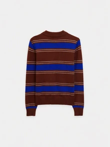 Nöista Knitted Casual Polo Collar Striped Shirt - Blue - View 8