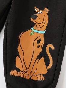 SCOOBY-DOO X SHEIN Baby Boy Cartoon Print Sweatshirt And Jogger Pants Set - Black - View 8