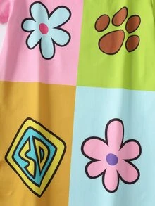 SCOOBY-DOO X SHEIN Young Girl Letter Cartoon Print Casual Daily Summer Dress - Multicolor - View 6