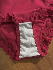 Divavoom 1pc Sexy Lace Patchwork Fabric Comfortable Mid-Waist Plus Size Women's Thong Panty - Multicolor - View 5