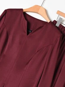 Rusticease Women's Solid Color Long Sleeve Top And Pants Casual Set For Middle-Aged And Elderly - Burgundy - View 4