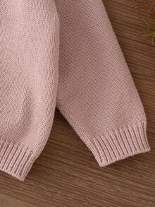 Áo cardigan em bé cổ tròn viền hoa, cổ tay và gấu áo bo gân đa năng, bền bỉ và giữ dáng - Bụi hồng - Xem 5