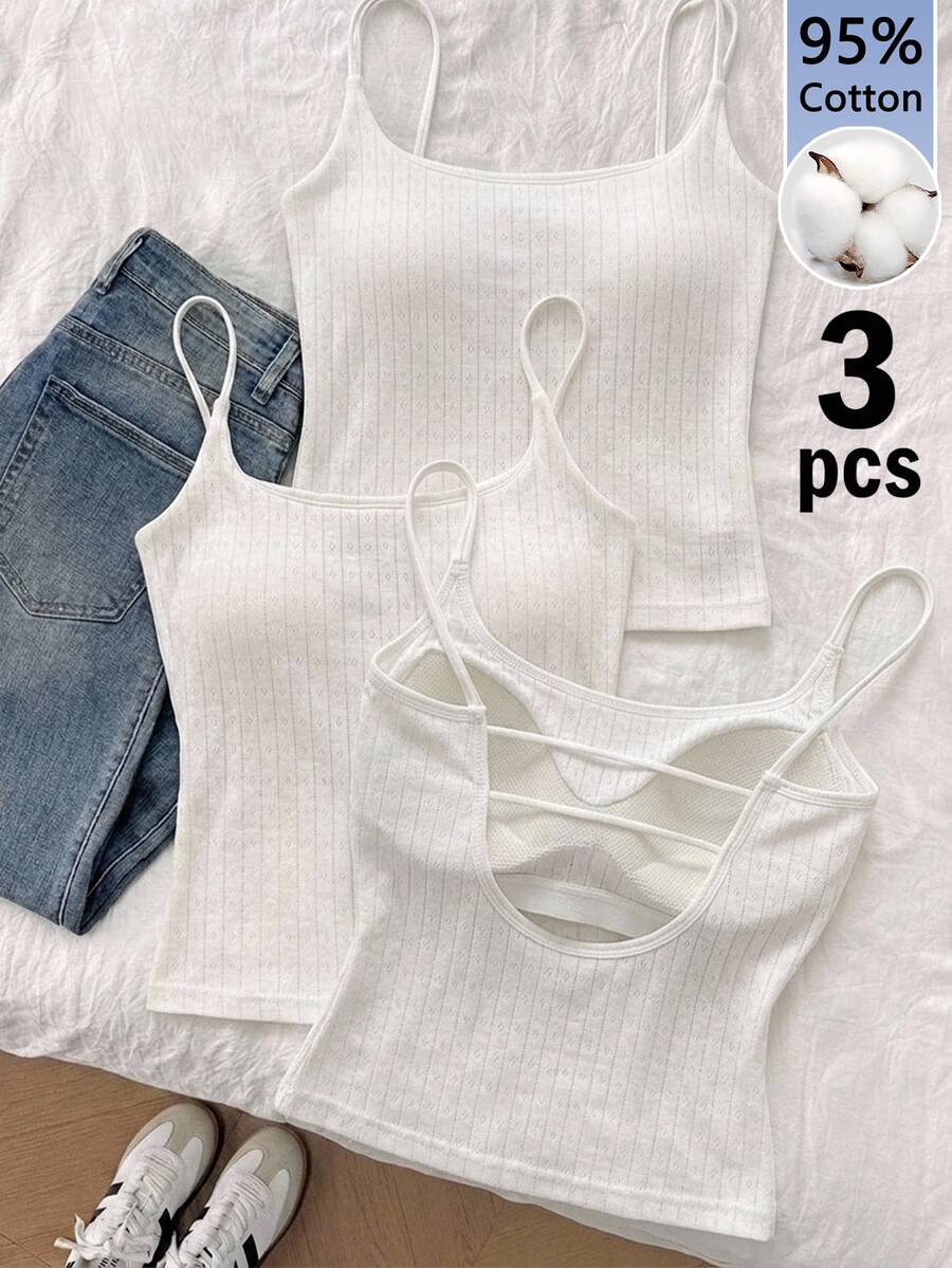 Tseoso 3PCS Women Tank Tops & Camis - White - View 1