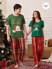 CoupledUp Hamburger Fries Print Short Sleeve Pants Men's Pajama Set Lounge Sleep Black Summer Cute - Multicolor - View 6
