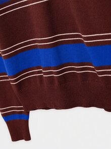 Nöista Knitted Casual Polo Collar Striped Shirt - Blue - View 9