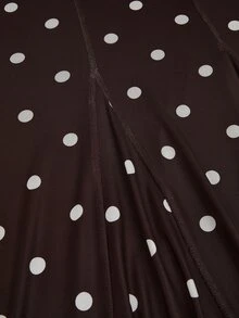 Sweetra Plus Size Women's Casual Elegant Commute Polka Dot Chiffon Skirt - Brown - View 6