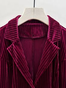 SHEIN Raffinéa Women's Elegant Luxury 2 Pieces Set, Wine Red Dress With Velvet Blazer Jacket Autumn/Winter Formal Office Commute , Dinner Party - Burgundy - View 4