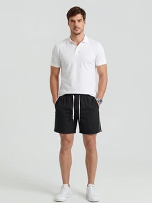 TekDrob Water Repellent & UV Protection Active Shorts With Contrasting Details And Zippered Pockets - Black - View 6