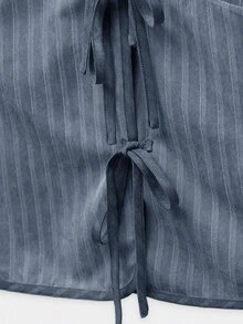Nöista Piping Contrast Light Jacket With Ties - Dusty Blue - View 10