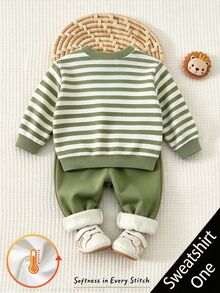 Baby Boys' Comfortable Cartoon Print Fleece Sweatshirt, Suitable For Autumn/Winter Seasons,US Autumn Style Festivals, And Gift-Giving. - Multicolor - View 2