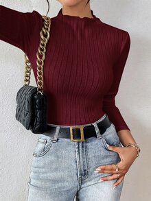 SHEIN Frenchy 女款純色休閒日常長袖T恤 2件/包 - 彩色 - 查看 7