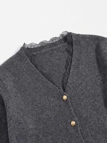 GlowEve CURVE Plus Size Women's Solid Color Casual Versatile Daily Cardigan - Dark Grey - View 3