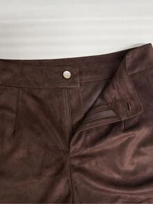INAWLY Women's Solid Color Simple & Fashionable Pants, Suitable For Summer - Brown - View 4