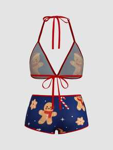 Chillnights Women's Lingerie Set Christmas Reindeer Cute Lingerie Set - Multicolor - View 2