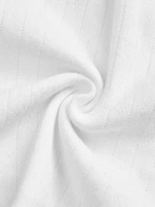 CovetEZ 95% Cotton White Jacquard Knit Women's T-Shirt, Suitable For Autumn/Winter, Versatile Base Layer - White - View 11