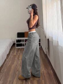 Muchica Women's Casual Daily Denim Jeans With Pockets And Buttons - Light Grey - View 4