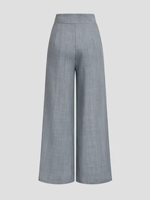 Elenzga Women's Fashionable Commuter Wide Leg Pants - Light Grey - View 4