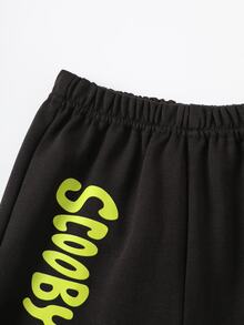 SCOOBY-DOO X SHEIN Baby Boy Cartoon Print Sweatshirt And Jogger Pants Set - Black - View 6