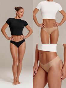 GLOWMODE 5-Pack Ultralight V-Cut Low-Rise Seamless Bikini Underwear With Scalloped Edges Daily & Casual Essentials - Multicolor - View 9