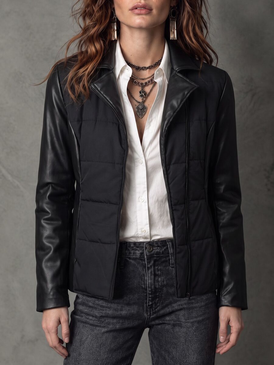 Yalmera Women's Solid Color Casual Versatile Daily Wear Winter Padded Coat - Black - View 1