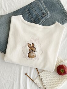 Áo len tay dài thêu nơ phong cách thường ngày cho thiếu nữ - Màu be - Xem 4