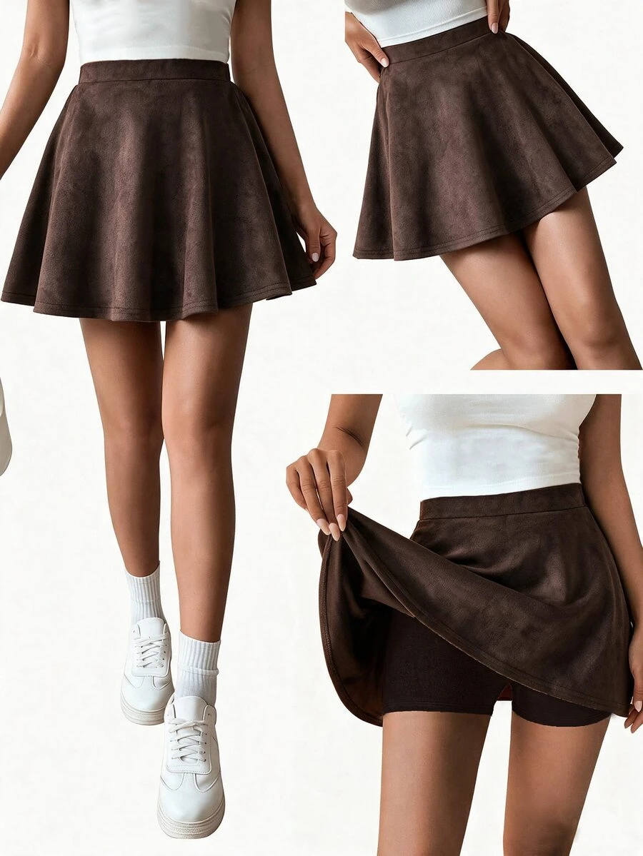 Tween Girl Casual Versatile Daily Skort - Brown - View 1