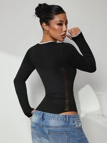 Slayform Women's Colorblock Casual Daily Wear Sports Jumpsuit - Black - View 3