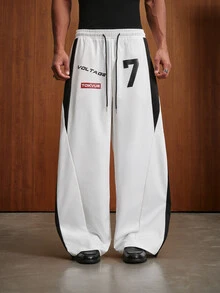 TOKVUE Men's Letter & Number Print Casual Daily Wear Long Pants - White - View 4