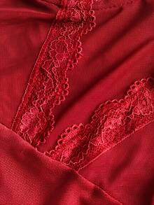NU&NOW Plus Size Women's Solid Color Mesh Dress Night Out Cocktail Girls Night Set Summer Sexy Elegant Club Night - Red - View 6