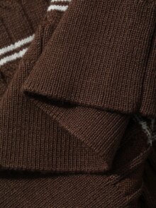 Hapijoa Polo Collar Fitted Long Sleeve Basic Top Autumn/Winter Girls (Large) Knitted Top - Brown - View 8