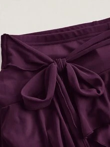 SHEIN ICON 女款多層荷葉邊低腰 Y2K 黑色迷你裙 - 紫色 - 查看 5