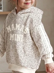 女童休閒長袖連帽衛衣與內搭褲兩件套，適合秋冬穿著 - 彩色 - 查看 3