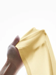 SHEIN BASICS 女款純色長袖高領羅紋針織修身T恤上衣 白色 辦公室秋季基礎休閒款 - 淡黃色 - 查看 9