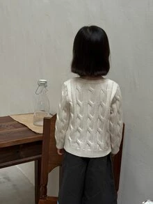 DAZY 嬰兒(女嬰)圓領純色長袖毛衣 - 杏色 - 查看 2