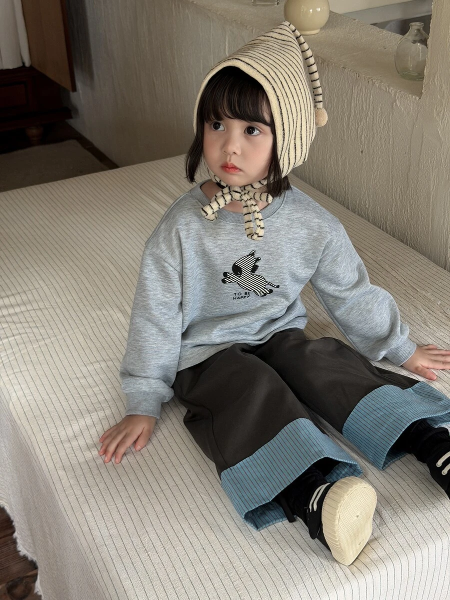 DAZY Infant/Toddler (Girl) Round Neck Solid Color Long Sleeve T-Shirt Set - Grey - View 1