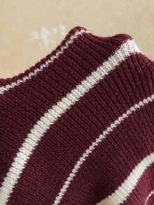 Soleia Women's Plus Size Striped Asymmetrical Hem Knit Top - Red and White - View 8