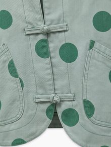Nöista Oversized Cropped Jacket With Chinese Buttons, Casual Fall Jacket For Women, Layering Piece, Smart Casual Cozy - Green - View 8