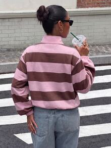 Muchica 女款印花休閒拉鍊連帽衛衣外套，彈性袖口長袖，秋冬款 - 彩色 - 查看 2