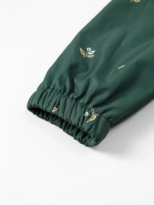 Linhara Plus Size Women's All-Over Print Thermal Lined Casual Versatile Winter Hooded Jacket - Green - View 8