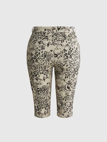 ROMWE Millennium Y2K Sexy Animal Print Hot Girl Women's Denim Capris Plus Size Jeans - Multicolor - View 2