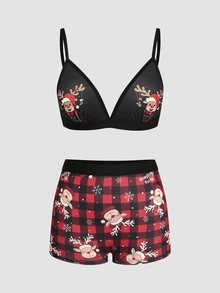 Chillnights Women's Lingerie Set Christmas Reindeer Cute Lingerie Set - Multicolor - View 1